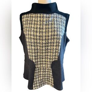 7th Avenue NY Co.Black,Gray, Gold.White & metallic Sleeveless Tweed Top Size XXL